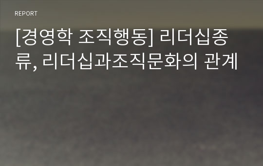 [경영학 조직행동] 리더십종류, 리더십과조직문화의 관계