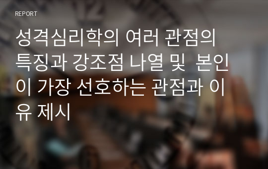 성격심리학의 여러 관점의  특징과 강조점 나열 및  본인이 가장 선호하는 관점과 이유 제시