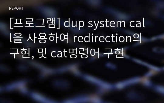 [프로그램] dup system call을 사용하여 redirection의 구현, 및 cat명령어 구현