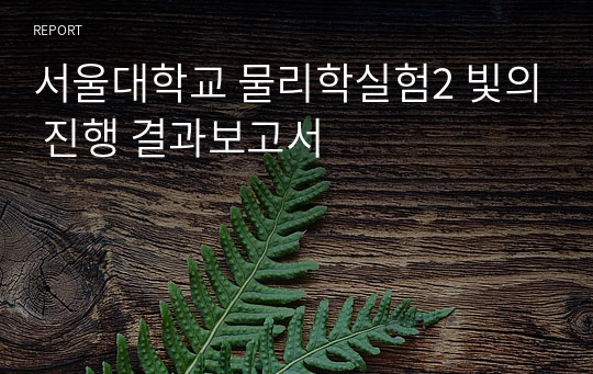 서울대학교 물리학실험2 빛의 진행 결과보고서