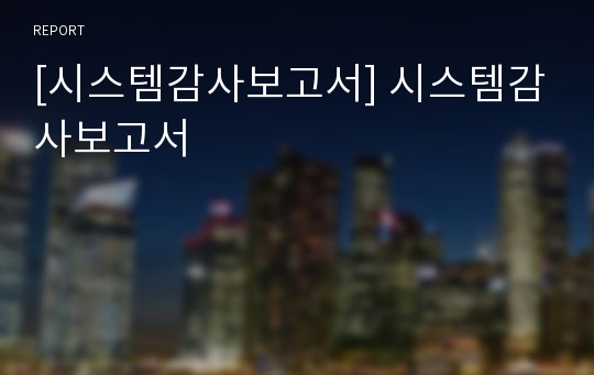 [시스템감사보고서] 시스템감사보고서