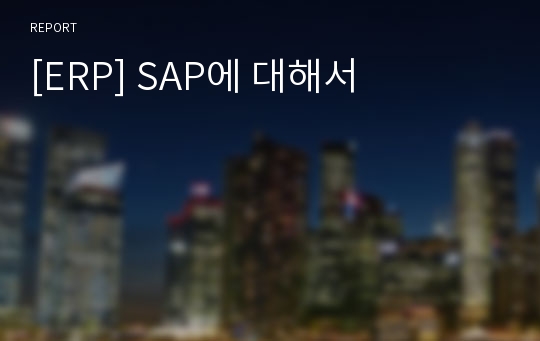 [ERP] SAP에 대해서