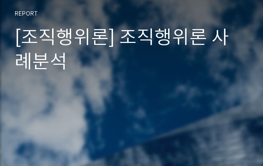 [조직행위론] 조직행위론 사례분석