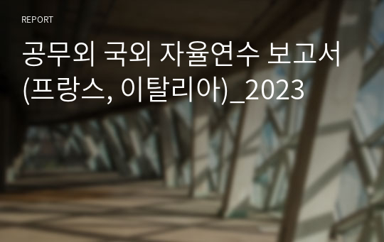 공무외 국외 자율연수 보고서(프랑스, 이탈리아)_2023