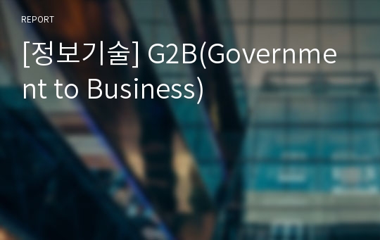 [정보기술] G2B(Government to Business)