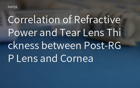 Correlation of Refractive Power and Tear Lens Thickness between Post-RGP Lens and Cornea