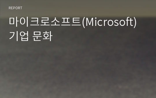 마이크로소프트(Microsoft) 기업 문화