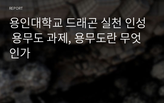 용인대학교 드래곤 실천 인성 용무도 과제, 용무도란 무엇인가