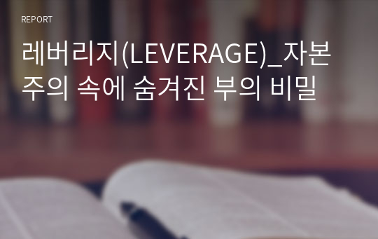 레버리지(LEVERAGE)_자본주의 속에 숨겨진 부의 비밀