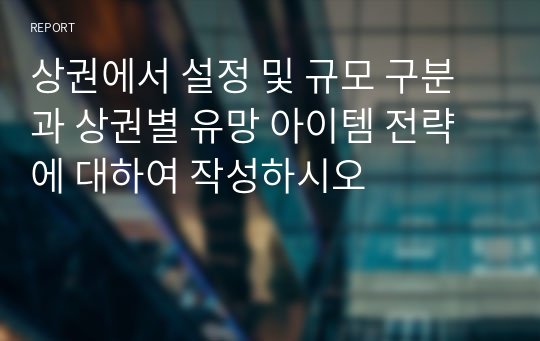 상권에서 설정 및 규모 구분과 상권별 유망 아이템 전략에 대하여 작성하시오