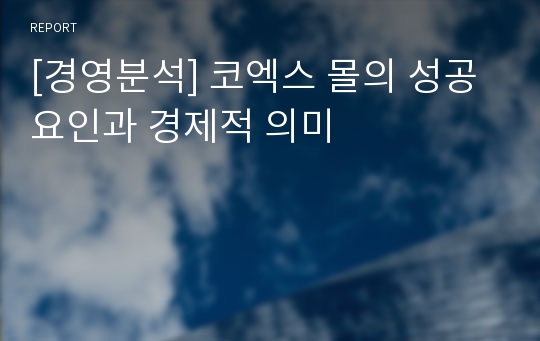 [경영분석] 코엑스 몰의 성공요인과 경제적 의미