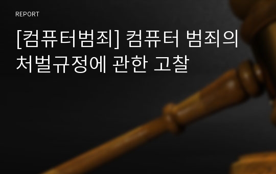 [컴퓨터범죄] 컴퓨터 범죄의 처벌규정에 관한 고찰