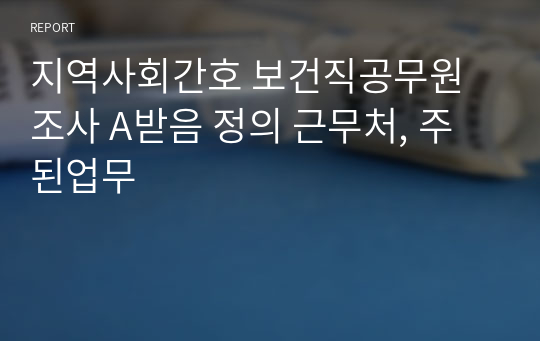 지역사회간호 보건직공무원 조사 A받음 정의 근무처, 주된업무