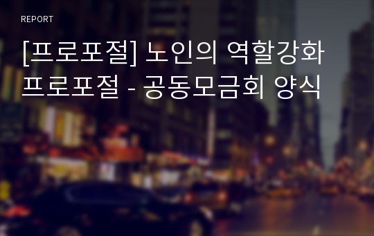 [프로포절] 노인의 역할강화 프로포절 - 공동모금회 양식