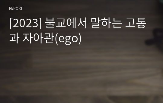 [2023] 불교에서 말하는 고통과 자아관(ego)