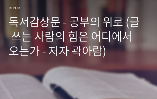 독서 감상문 - 공부의 위로 (글 쓰는 사람의 힘은 어디에서 오는가 - 저자 곽아람)