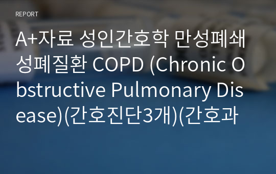 A+자료 성인간호학 만성폐쇄성폐질환 COPD (Chronic Obstructive Pulmonary Disease)(간호진단3개)(간호과정3개)