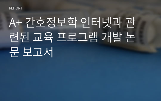 A+ 간호정보학 인터넷과 관련된 교육 프로그램 개발 논문 보고서