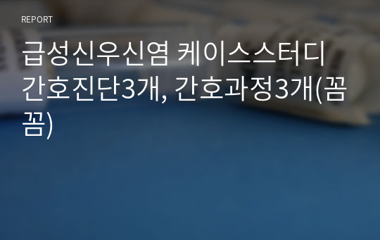 급성신우신염 케이스스터디 간호진단3개, 간호과정3개(꼼꼼)