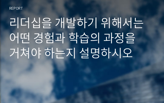 리더십을 개발하기 위해서는 어떤 경험과 학습의 과정을 거쳐야 하는지 설명하시오