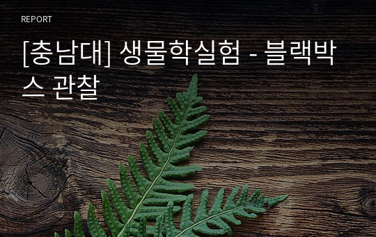 [충남대] 생물학실험 - 블랙박스 관찰