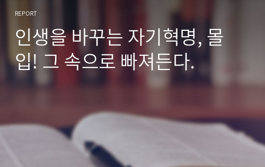 인생을 바꾸는 자기혁명, 몰입! 그 속으로 빠져든다.