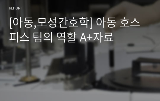 [아동,모성간호학] 아동 호스피스 팀의 역할 A+자료