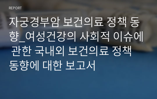 자궁경부암 보건의료 정책 동향_여성건강의 사회적 이슈에 관한 국내외 보건의료 정책 동향에 대한 보고서