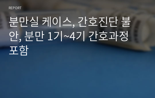 분만실 케이스, 간호진단 불안, 분만 1기~4기 간호과정 포함