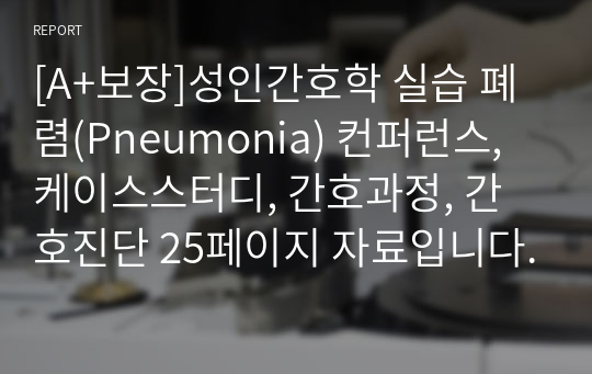 [A+보장]성인간호학 실습 폐렴(Pneumonia) 컨퍼런스, 케이스스터디, 간호과정, 간호진단 25페이지 자료입니다.