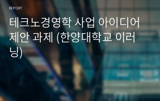 테크노경영학 사업 아이디어 제안 과제 (한양대학교 이러닝)