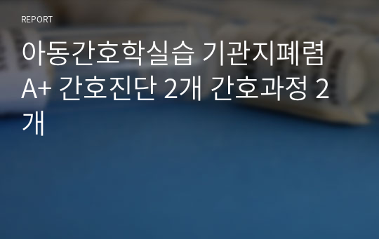 아동간호학실습 기관지폐렴 A+ 간호진단 2개 간호과정 2개