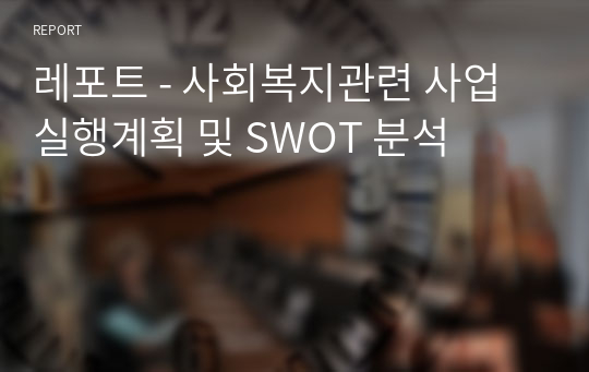 레포트 - 사회복지관련 사업실행계획 및 SWOT 분석