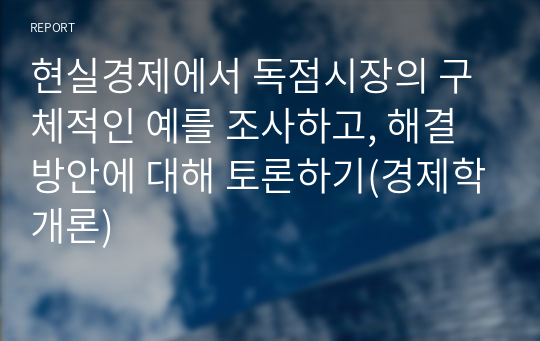 현실경제에서 독점시장의 구체적인 예를 조사하고, 해결방안에 대해 토론하기(경제학개론)