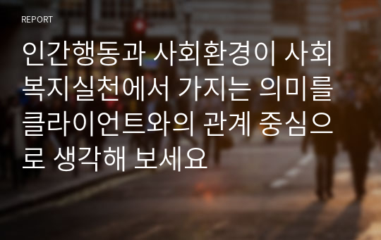 인간행동과 사회환경이 사회복지실천에서 가지는 의미를 클라이언트와의 관계 중심으로 생각해 보세요