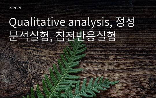 Qualitative analysis, 정성분석실험, 침전반응실험