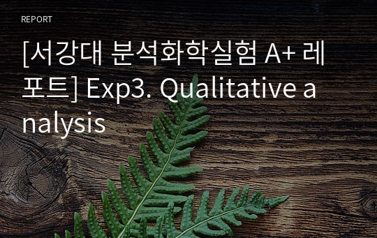[서강대 분석화학실험 A+ 레포트] Exp3. Qualitative analysis
