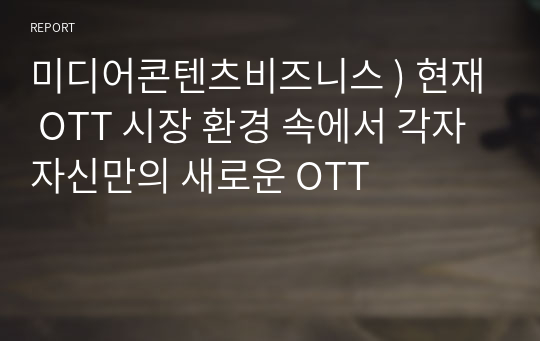 미디어콘텐츠비즈니스 ) 현재 OTT 시장 환경 속에서 각자 자신만의 새로운 OTT