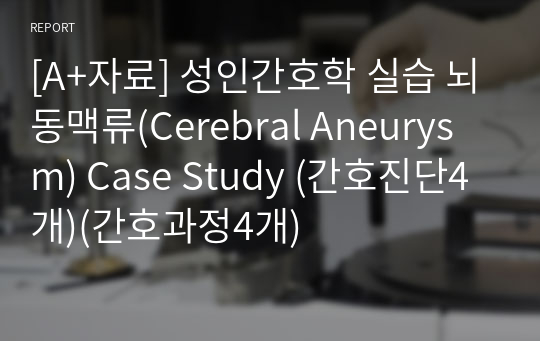 [A+자료] 성인간호학 실습 뇌동맥류(Cerebral Aneurysm) Case Study (간호진단4개)(간호과정4개)