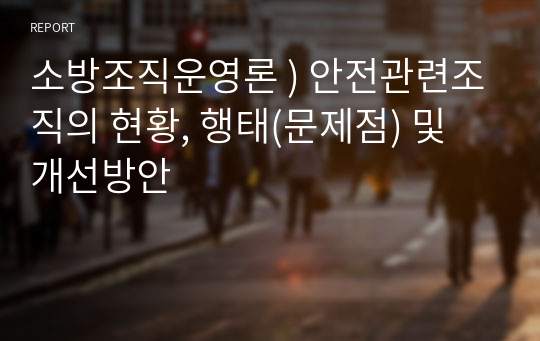 소방조직운영론 ) 안전관련조직의 현황, 행태(문제점) 및 개선방안