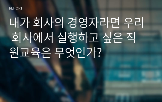 내가 회사의 경영자라면 우리 회사에서 실행하고 싶은 직원교육은 무엇인가?