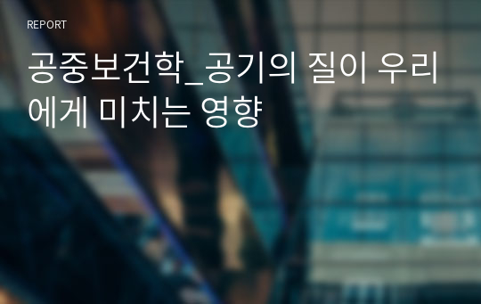 공중보건학_공기의 질이 우리에게 미치는 영향