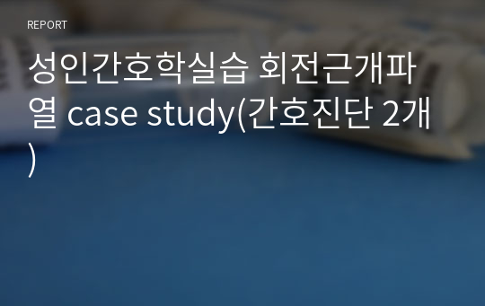 성인간호학실습 회전근개파열 case study(간호진단 2개)