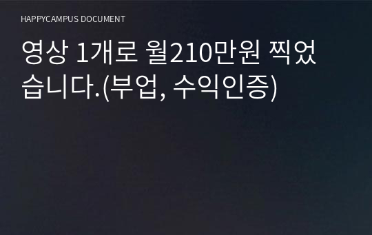 영상 1개로 월210만원 찍었습니다.(부업, 수익인증)