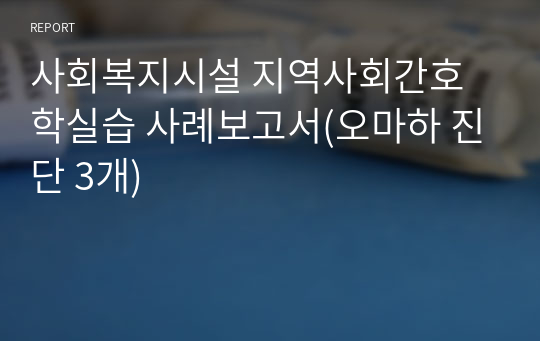 사회복지시설 지역사회간호학실습 사례보고서(오마하 진단 3개)