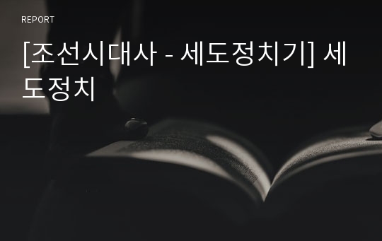 [조선시대사 - 세도정치기] 세도정치