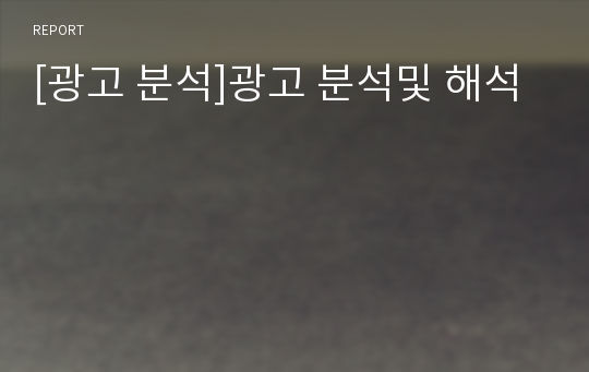 [광고 분석]광고 분석및 해석