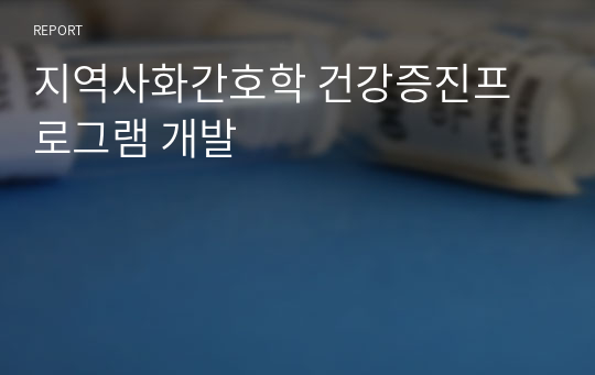 지역사화간호학 건강증진프로그램 개발