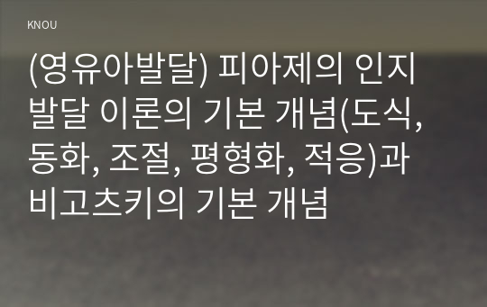 (영유아발달) 피아제의 인지발달 이론의 기본 개념(도식, 동화, 조절, 평형화, 적응)과 비고츠키의 기본 개념