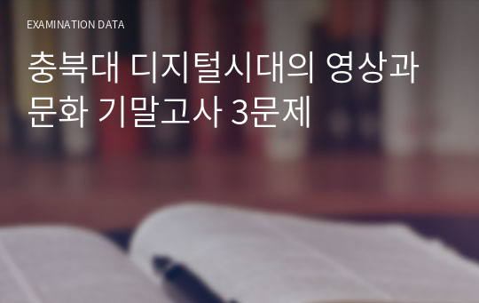 충북대 디지털시대의 영상과 문화 기말고사 3문제